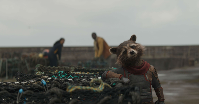 An in-progress CG shot of Rocket in New Asgard.